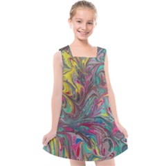 Abstract Marbling Kids  Cross Back Dress by kaleidomarblingart