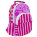 Cccartonnslogobg7 Cupycakescollage11pinknewbkgrd* Jokerscullzzz7117 Logohotpinkpattern Rounded Multi Pocket Backpack View2