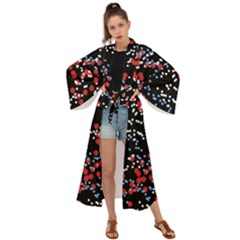 Multicolored Bubbles Motif Abstract Pattern Maxi Kimono by dflcprintsclothing