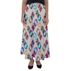 Ethnic Tribal Masks Flared Maxi Skirt by tmsartbazaar