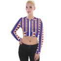 Colorful triangles pattern, retro style theme, geometrical tiles, blocks Long Sleeve Cropped Velvet Jacket View1