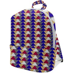 Colorful Triangles Pattern, Retro Style Theme, Geometrical Tiles, Blocks Zip Up Backpack by Casemiro