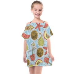 Tropical Pattern Kids  One Piece Chiffon Dress by GretaBerlin