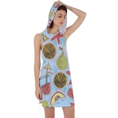 Tropical Pattern Racer Back Hoodie Dress by GretaBerlin