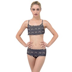 Moth Pattern Layered Top Bikini Set by GretaBerlin