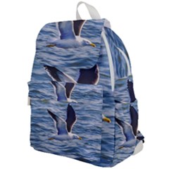 Seagull Flying Over Sea, Montevideo, Uruguay Top Flap Backpack by dflcprintsclothing