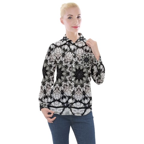 Evil Mandala  Women s Long Sleeve Pocket Shirt by MRNStudios