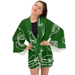 Books And Baked Goods Pattern Long Sleeve Kimono by DithersDesigns