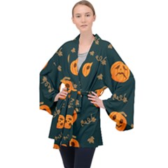 Halloween Long Sleeve Velvet Kimono  by Sobalvarro