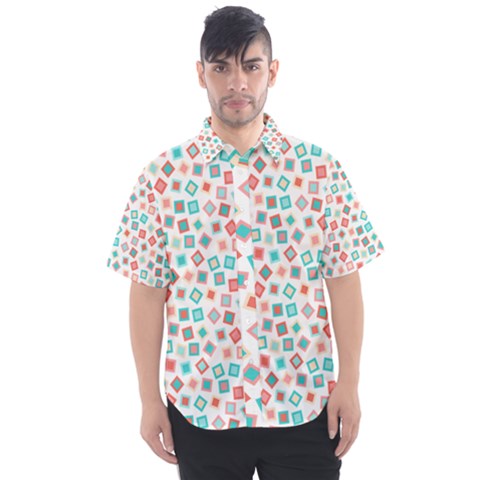 Aqua Coral Men s Short Sleeve Shirt by CuteKingdom