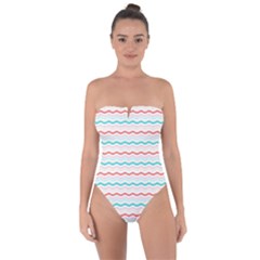 Aqua Coral Waves Tie Back One Piece Swimsuit by CuteKingdom