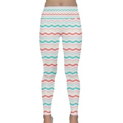 Aqua Coral Waves Lightweight Velour Classic Yoga Leggings by CuteKingdom