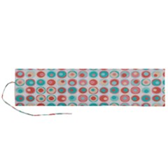 Aqua Coral Circles Roll Up Canvas Pencil Holder (l) by CuteKingdom