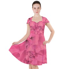 Beauty Pink Rose Detail Photo Cap Sleeve Midi Dress by dflcprintsclothing