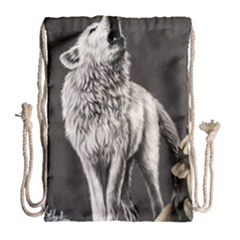 Arctic Wolf Drawstring Bag (large) by ArtByThree