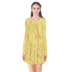 Gold Foil Long Sleeve V-neck Flare Dress by CuteKingdom