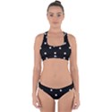 Black And White Baseball Motif Pattern Cross Back Hipster Bikini Set View1