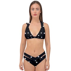 Black And White Baseball Motif Pattern Double Strap Halter Bikini Set by dflcprintsclothing