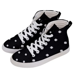 Black And White Baseball Motif Pattern Men s Hi-top Skate Sneakers by dflcprintsclothing