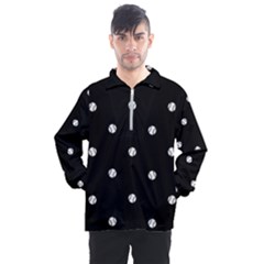 Black And White Baseball Motif Pattern Men s Half Zip Pullover by dflcprintsclothing