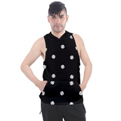 Black And White Baseball Motif Pattern Men s Sleeveless Hoodie by dflcprintsclothing