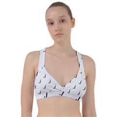 Black And White Cricket Sport Motif Print Pattern Sweetheart Sports Bra by dflcprintsclothing