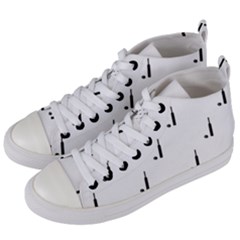 Black And White Cricket Sport Motif Print Pattern Women s Mid-top Canvas Sneakers by dflcprintsclothing