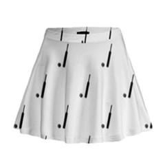 Black And White Cricket Sport Motif Print Pattern Mini Flare Skirt by dflcprintsclothing