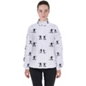 Black And White Surfing Motif Graphic Print Pattern Women s High Neck Windbreaker View1