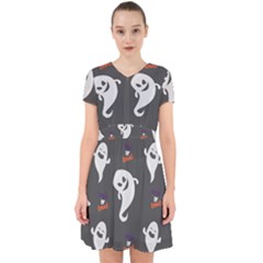 Halloween Ghost Trick Or Treat Seamless Repeat Pattern Adorable In Chiffon Dress by KentuckyClothing