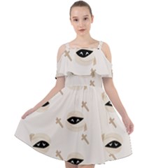 Halloween Mummies Seamless Repeat Pattern Cut Out Shoulders Chiffon Dress by KentuckyClothing