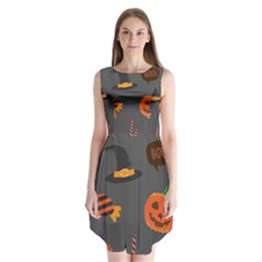 Halloween Themed Seamless Repeat Pattern Sleeveless Chiffon Dress   by KentuckyClothing