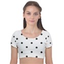 Black And White Baseball Print Pattern Velvet Short Sleeve Crop Top  View1