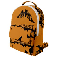 Happy Halloween Scary Funny Spooky Logo Witch On Broom Broomstick Spider Wolf Bat Black 8888 Black A Flap Pocket Backpack (small) by HalloweenParty