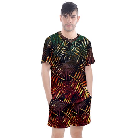 Tropical Leaves Men s Mesh Tee And Shorts Set by goljakoff