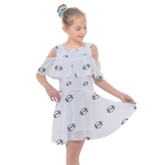 American Football Ball Motif Print Pattern Kids  Shoulder Cutout Chiffon Dress by dflcprintsclothing