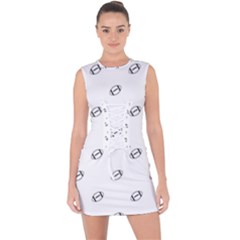 American Football Ball Motif Print Pattern Lace Up Front Bodycon Dress by dflcprintsclothing