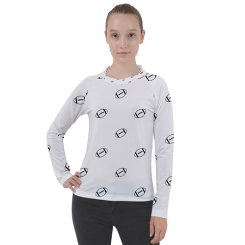 American Football Ball Motif Print Pattern Women s Pique Long Sleeve Tee by dflcprintsclothing