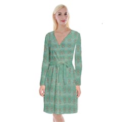 Beautiful Flowers Of Wood In The Starry Night Long Sleeve Velvet Front Wrap Dress by pepitasart