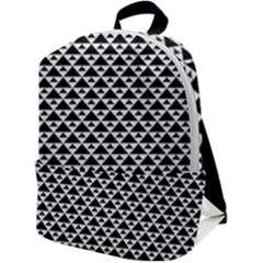 Black And White Triangles Pattern, Geometric Zip Up Backpack by Casemiro