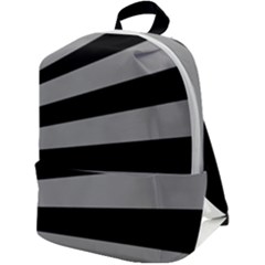 Striped Black And Grey Colors Pattern, Silver Geometric Lines Zip Up Backpack by Casemiro