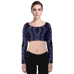 Mandala Cage Velvet Long Sleeve Crop Top by MRNStudios