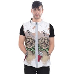 Pug Lover Coffee Men s Puffer Vest by EvgeniaEsenina