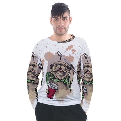 Pug Lover Coffee Men s Long Sleeve Raglan Tee by EvgeniaEsenina