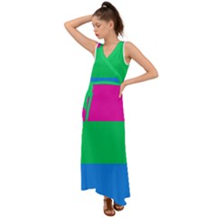 Polysexual Pride Flag Lgbtq V-neck Chiffon Maxi Dress by lgbtnation