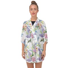 Flowers Half Sleeve Chiffon Kimono by goljakoff