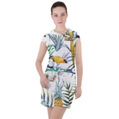 Tropical Flowers Drawstring Hooded Dress by goljakoff