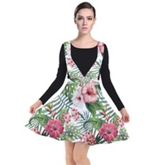 Tropical Flowers Plunge Pinafore Dress by goljakoff