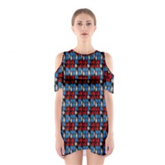Red And Blue Shoulder Cutout One Piece Dress by Sparkle