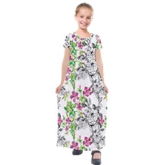 Flowers Kids  Short Sleeve Maxi Dress by goljakoff